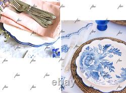 4 New Aerin Lauder Williams Sonoma Blue Scalloped Platter Dinner Plates Chargers