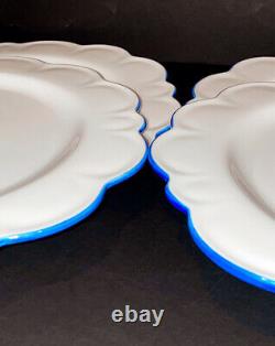 4 New Aerin Lauder Williams Sonoma Blue Scalloped Platter Dinner Plates Chargers