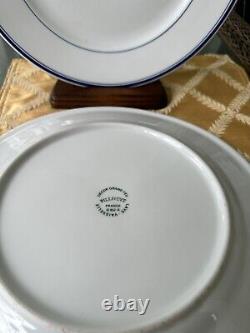 4- Pillivuyt Blue Striped Band Dinner Plates Decor Grand Feu