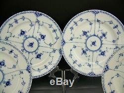 4 ROYAL COPENHAGEN BLUE FLUTED HALF LACE DINNER PLATES #571 1st Quality