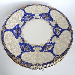 4 Rosenthal Ivory Dinner Cabinet Plates 10 5/8 Cobalt Blue Gold Scroll Bavaria