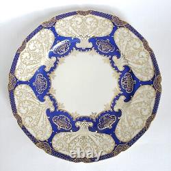 4 Rosenthal Ivory Dinner Cabinet Plates 10 5/8 Cobalt Blue Gold Scroll Bavaria