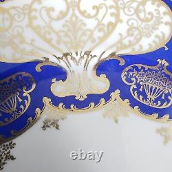 4 Rosenthal Ivory Dinner Cabinet Plates 10 5/8 Cobalt Blue Gold Scroll Bavaria