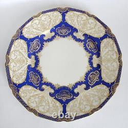 4 Rosenthal Ivory Dinner Cabinet Plates 10 5/8 Cobalt Blue Gold Scroll Bavaria