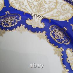 4 Rosenthal Ivory Dinner Cabinet Plates 10 5/8 Cobalt Blue Gold Scroll Bavaria