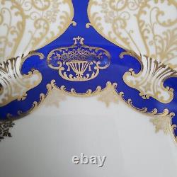 4 Rosenthal Ivory Dinner Cabinet Plates 10 5/8 Cobalt Blue Gold Scroll Bavaria