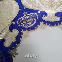 4 Rosenthal Ivory Dinner Cabinet Plates 10 5/8 Cobalt Blue Gold Scroll Bavaria