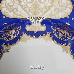 4 Rosenthal Ivory Dinner Cabinet Plates 10 5/8 Cobalt Blue Gold Scroll Bavaria