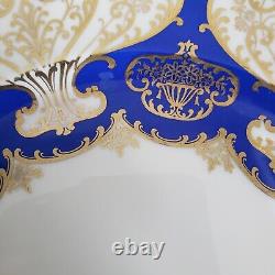 4 Rosenthal Ivory Dinner Cabinet Plates 10 5/8 Cobalt Blue Gold Scroll Bavaria