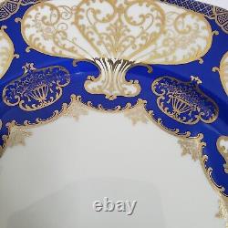 4 Rosenthal Ivory Dinner Cabinet Plates 10 5/8 Cobalt Blue Gold Scroll Bavaria