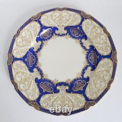 4 Rosenthal Ivory Dinner Cabinet Plates 10 5/8 Cobalt Blue Gold Scroll Bavaria