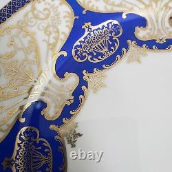 4 Rosenthal Ivory Dinner Cabinet Plates 10 5/8 Cobalt Blue Gold Scroll Bavaria