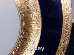 4 Royal Bavarian Hutschenreuther Cobalt Blue Gold Dinner Plates Chargers 11