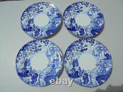 4 Royal Crown Derby Blue Mikado Dinner Plates 10 1/8 Excellent
