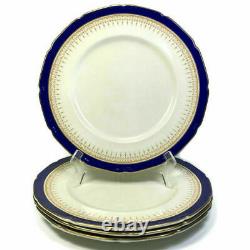 4 Royal Doulton Duke Of York Dinner Plates Cobalt Blue Gold Porcelain England