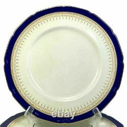 4 Royal Doulton Duke Of York Dinner Plates Cobalt Blue Gold Porcelain England