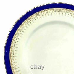 4 Royal Doulton Duke Of York Dinner Plates Cobalt Blue Gold Porcelain England