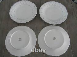 4 Tirschenreuth Baronesse Fleur De Lis Blue Dinner Plates