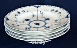 (4) VINTAGE ROYAL COPENHAGEN #571 DINNER PLATES 10 BLUE FLUTED HALF LACE-1stQ