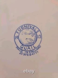 4 Vintage Furnivals Blue Quail Dinner Plate 10 1/4 scalloped Round Stamp 1913