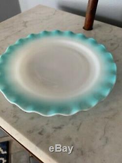 4 Vintage Hazel Atlas Crinoline Ripple Blue Dishes 9 Dinner Plate
