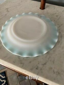 4 Vintage Hazel Atlas Crinoline Ripple Blue Dishes 9 Dinner Plate