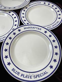4 Vintage Homer Laughlin Blue Plate Special Manhattan 10 Dinner Restaurant Ware