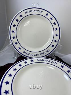 4 Vintage Homer Laughlin Blue Plate Special Manhattan 10 Dinner Restaurant Ware
