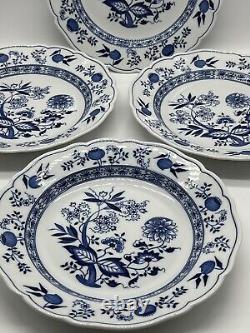 4 Vintage Hutschenreuther Blue Onion 10 Dinner Plates Germany RARE