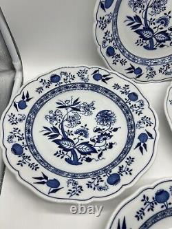 4 Vintage Hutschenreuther Blue Onion 10 Dinner Plates Germany RARE