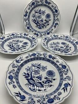 4 Vintage Hutschenreuther Blue Onion 10 Dinner Plates Germany RARE