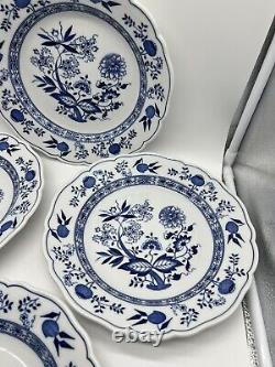 4 Vintage Hutschenreuther Blue Onion 10 Dinner Plates Germany RARE