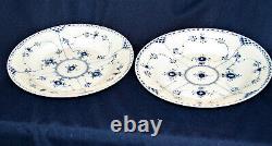 (4) Vintage Royal Copenhagen #571 Dinner Plates 10 Blue Fluted Half Lace-1q-ln