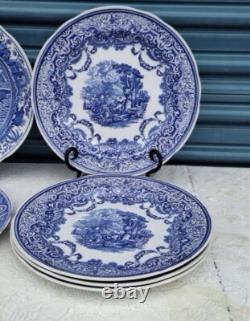 4 Vintage Spode Blue room Collection Continental Views Dinner Plate 10.5