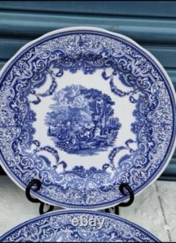 4 Vintage Spode Blue room Collection Continental Views Dinner Plate 10.5