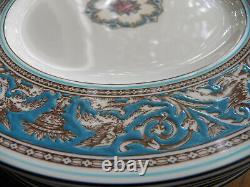4 Wedgwood Florentine Turquoise Bone China Dinner Plates W2714