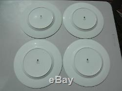 4 Wedgwood Turquoise Florentine Dinner Plates W2714 10 3/4 Excellent