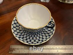 4p Lomonosov Cobalt Net PLACE SETTING Scalloped Dinner 11 LFZ Russian Porcelain