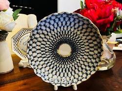 4p Lomonosov Cobalt Net PLACE SETTING Scalloped Dinner 11 LFZ Russian Porcelain