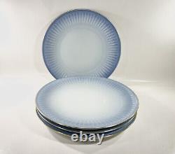 4x Bing & Grondahl Ballerina 325 Gold Rim Blue Dinner Plates 24,5 cm Danish