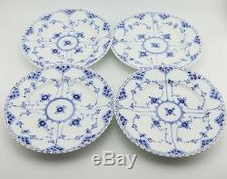 4x Full Lace Lunch / Dinner Plates nr 1085 Royal Copenhagen Blue Fluted LA18