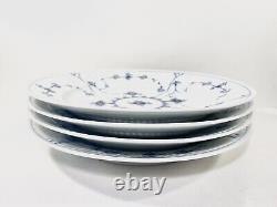 4x Royal Copenhagen Blue Fluted Plain Ribbed Edge 1/175 Dinner Plates 25,5 cm
