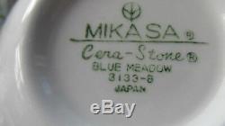 54 Pcs Mikasa Cera-stone Blue Meadow Pat Japan Dinner Set Serves 8 +serving Pcs
