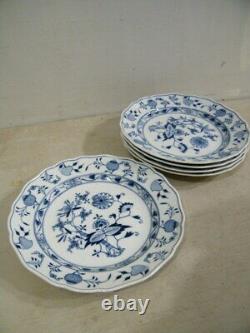 5 Antique Meissen Blue Onion Porcelain China Dinner Plates 9 1/2
