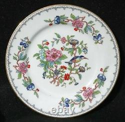 5 Aynsley Pembroke 10-1/2 Dinner Plates Gold Trim Birds Floral England (five)