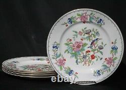 5 Aynsley Pembroke 10-1/2 Dinner Plates Gold Trim Birds Floral England (five)