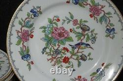 5 Aynsley Pembroke 10-1/2 Dinner Plates Gold Trim Birds Floral England (five)