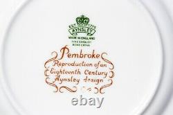 5 Aynsley Pembroke 10-1/2 Dinner Plates Gold Trim Birds Floral England (five)