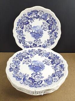 5 Copeland Spode Blue Old Salem Dinner Plates Harbor Ships (c! @b9)