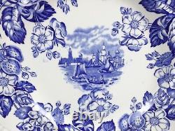 5 Copeland Spode Blue Old Salem Dinner Plates Harbor Ships (c! @b9)